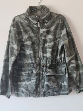 Old Navy Camo Utility Jacket Women Large Green Full Zip Cotton Military Safari